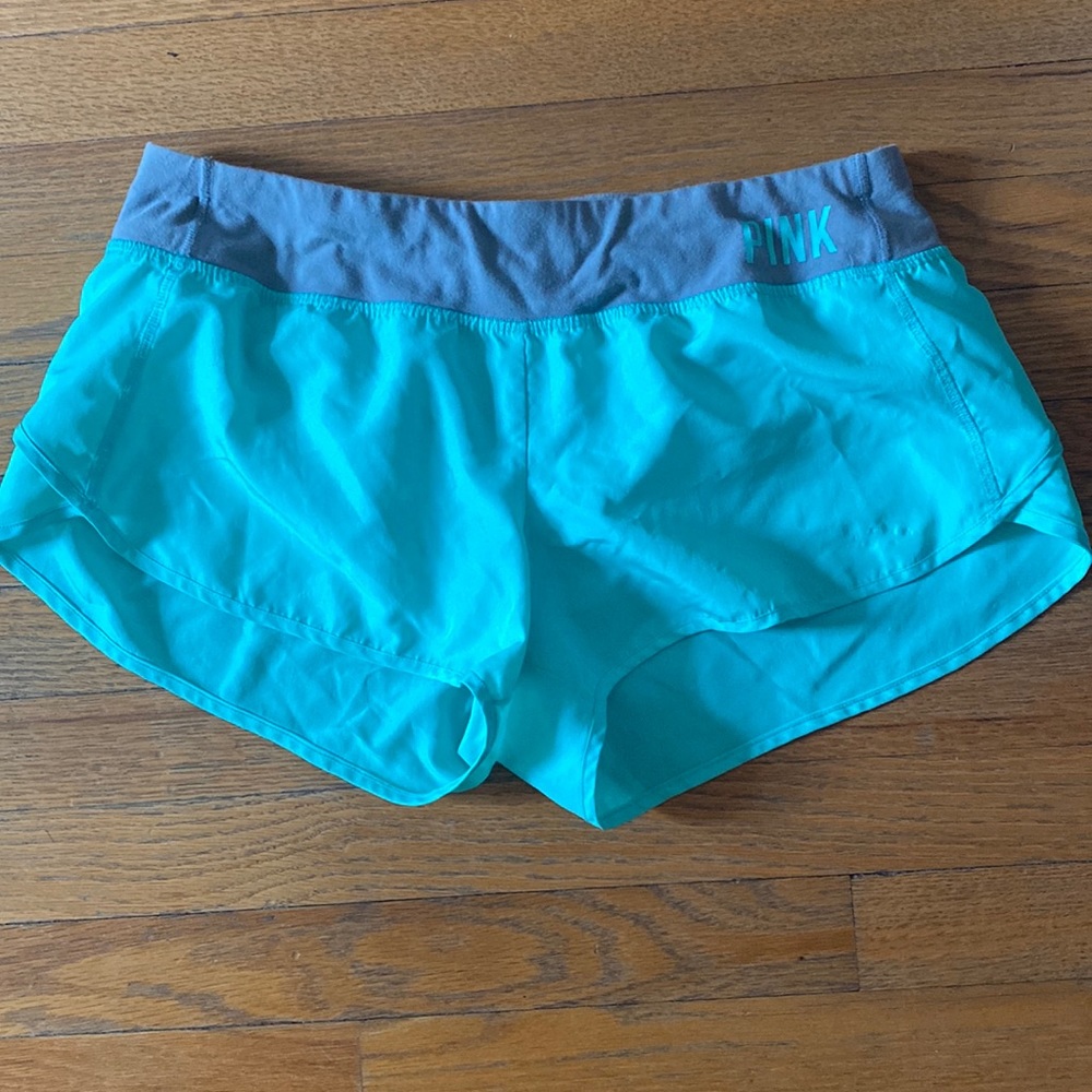 Teal Victoria’s Secret pink athletic shorts with sewn in undies